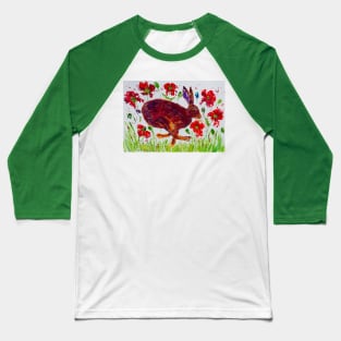 Hare Leaping among Poppies Baseball T-Shirt